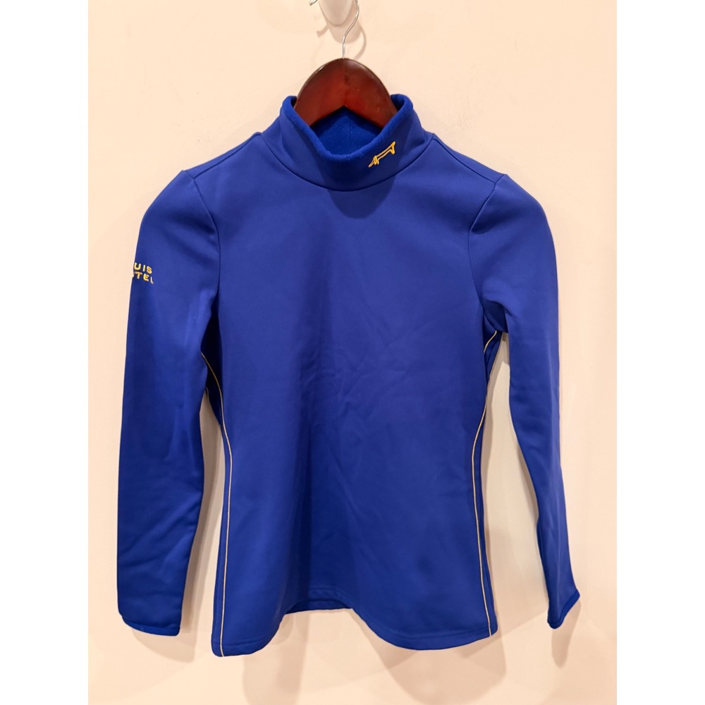 Louis Castel Blue Mock Neck Long Sleeve Performance Top Size 90 3LF TS 401